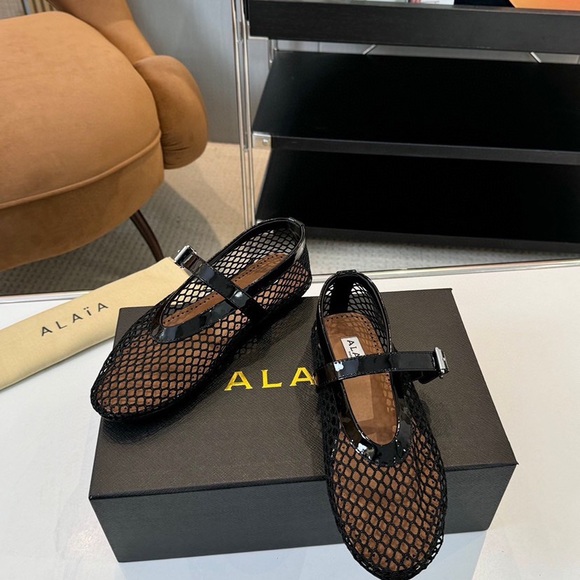 Alaia Shoes - Alaia Black Mesh Flats